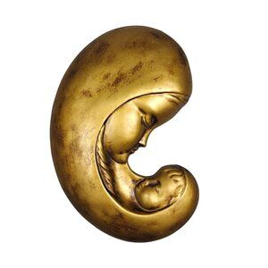 Vintage Madonna And Child Wall Hanging Sculpture Japan Made Religious Decor